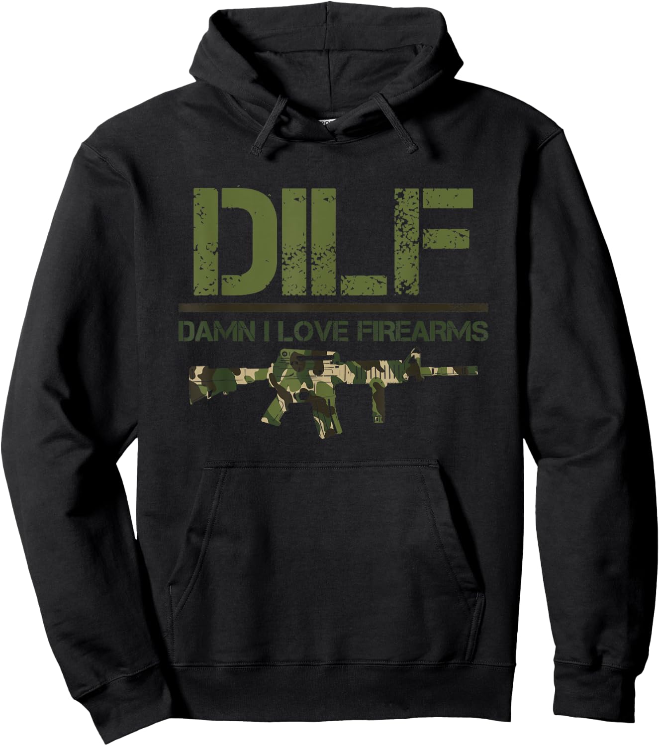 Gun American Flag DILF - Damn I Love Firearms Hoodie - Hoodie | Black