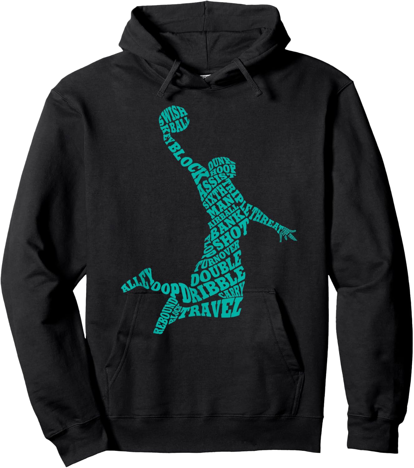 Basketball Player Typography Word Art Hoodie - Hoodie | Black