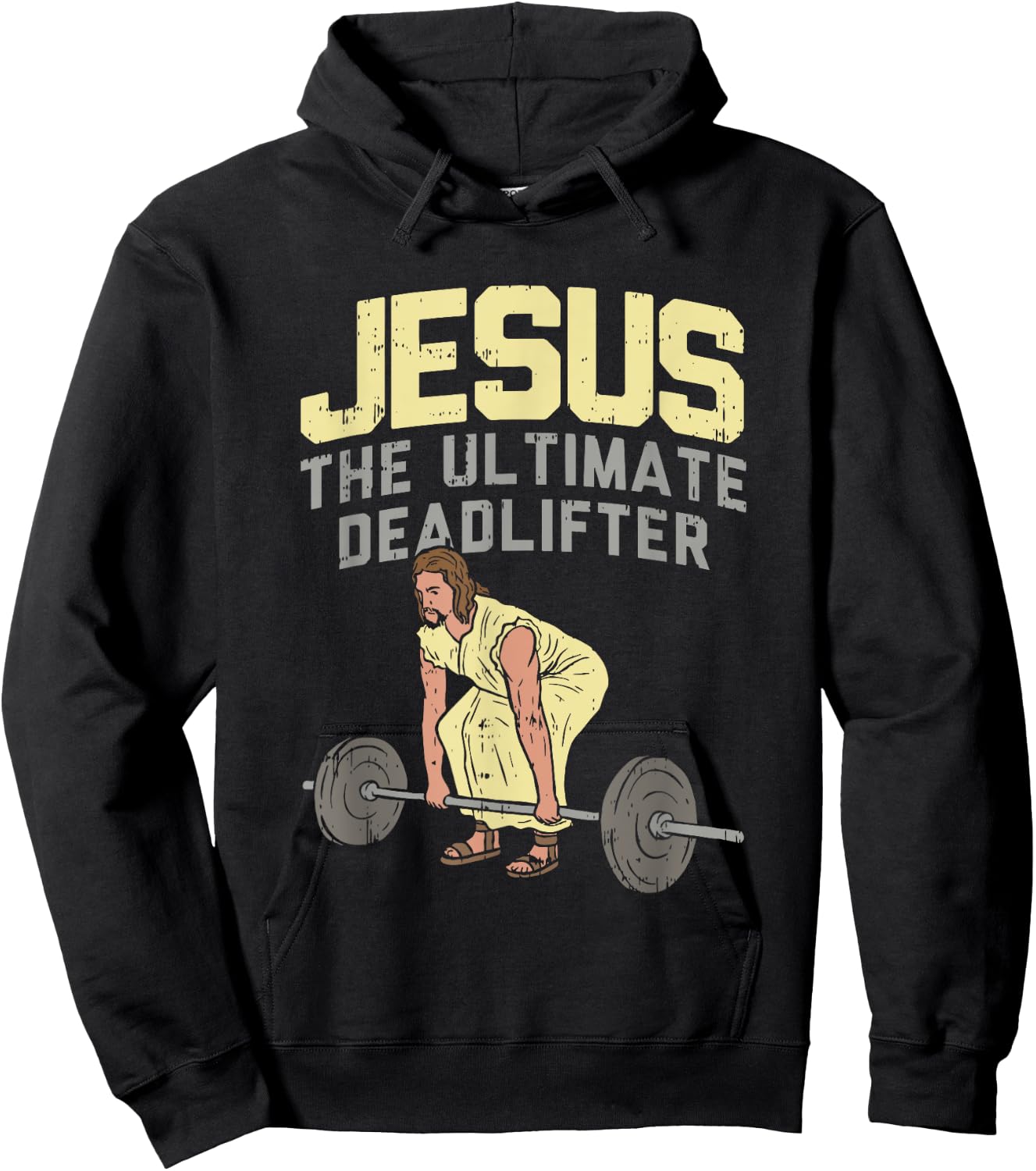 Vintage Jesus The Ultimate Deadlifter Funny Christian Gym Hoodie - Hoodie | Black