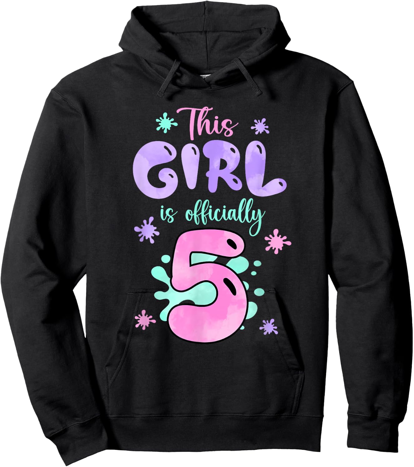 This Girl Is Officially 5 Year Old Slime Queen 5th Birthday Hoodie - Hoodie | Black