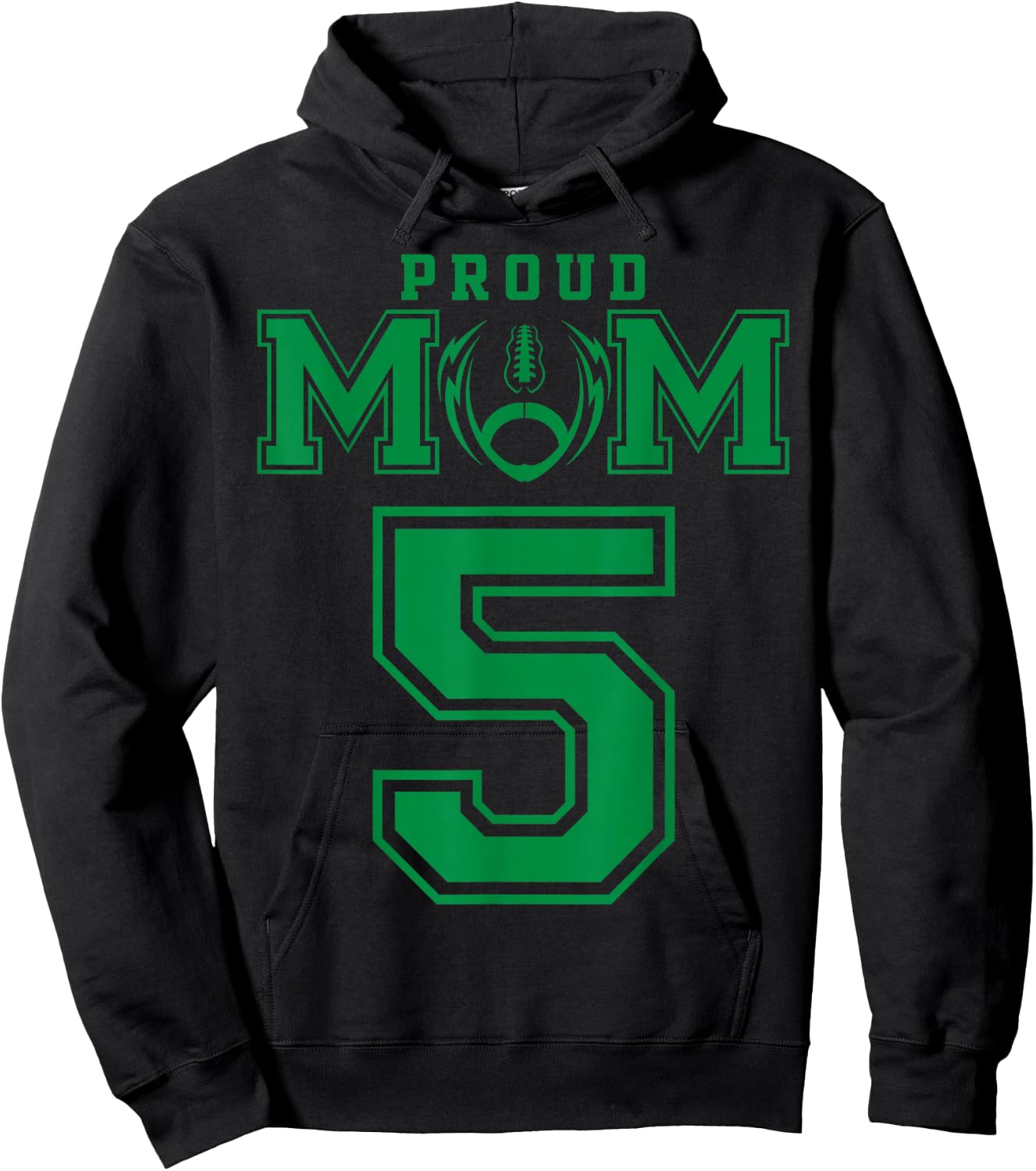 Custom Proud Football Mom Number 5 G Personalized Hoodie - Hoodie | Black