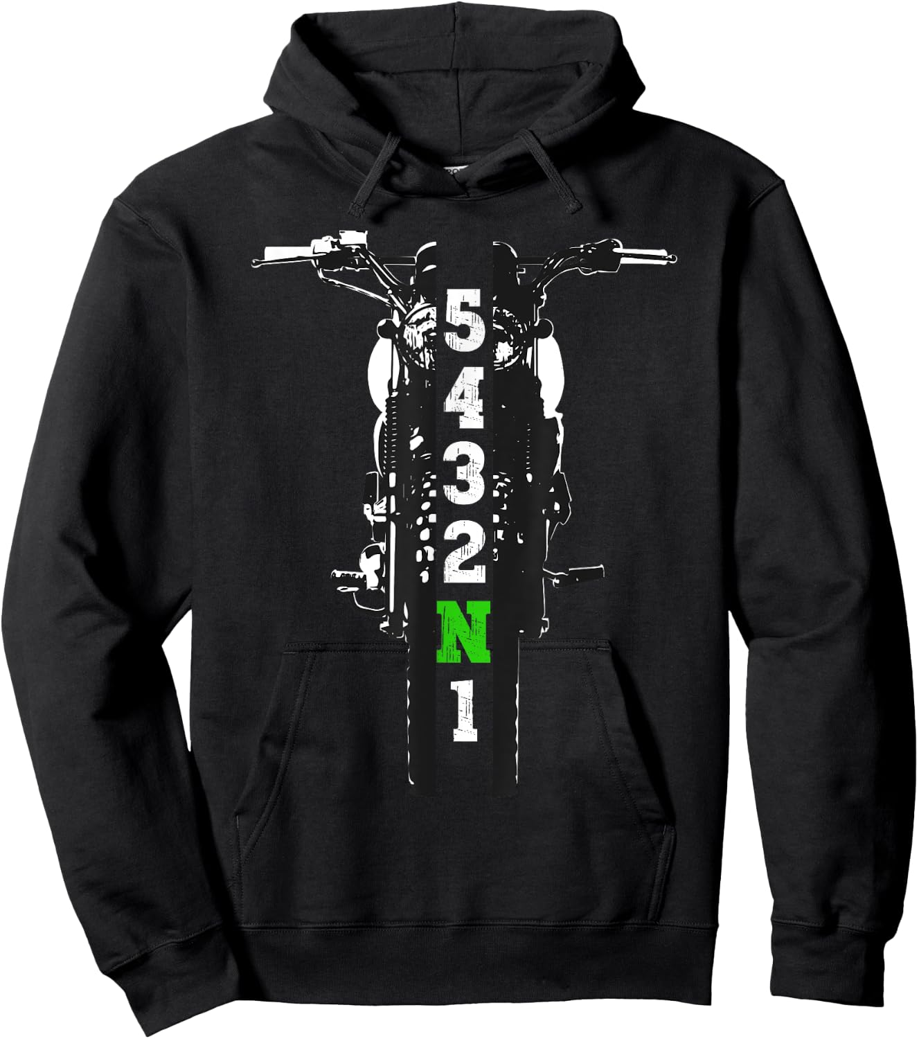 Motorcycle Shift Pattern One Down Four Up Hoodie - Hoodie | Black
