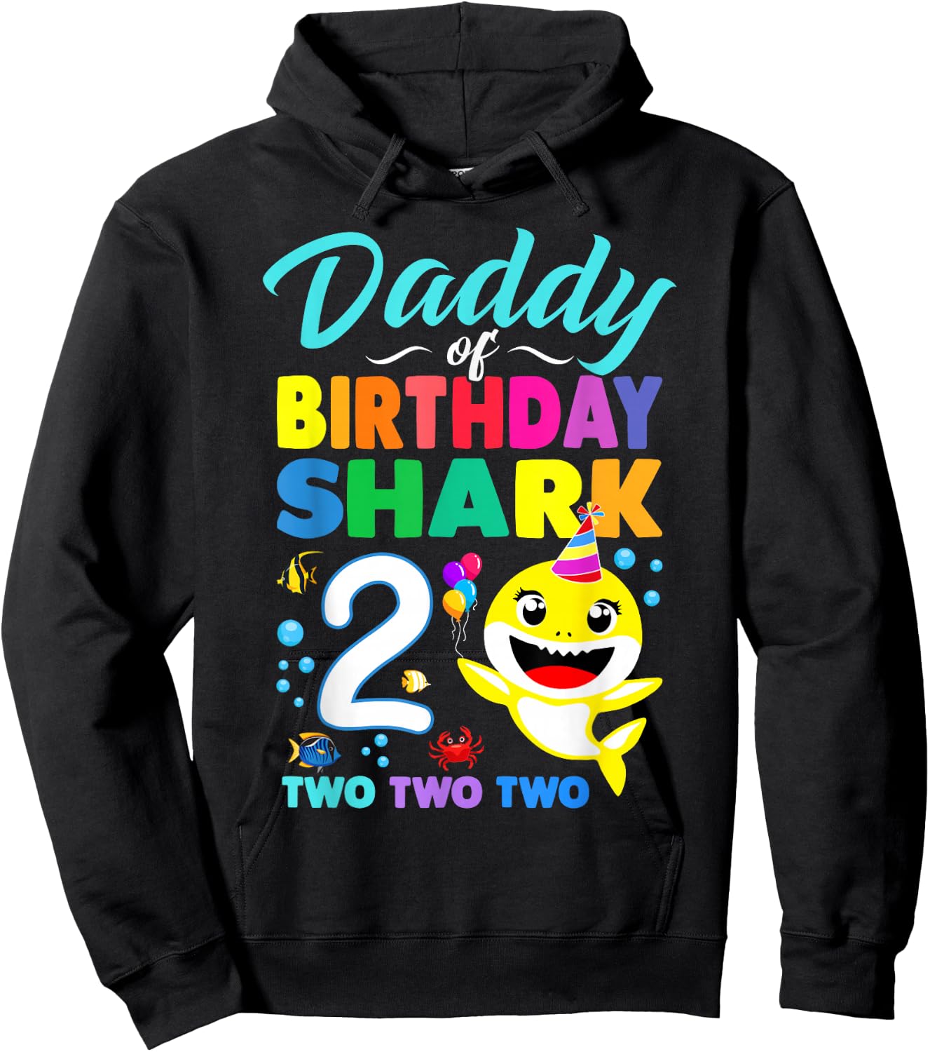 Daddy Of Birthday Shark 2nd Matching Oufit Party For Family Hoodie - Hoodie | Black