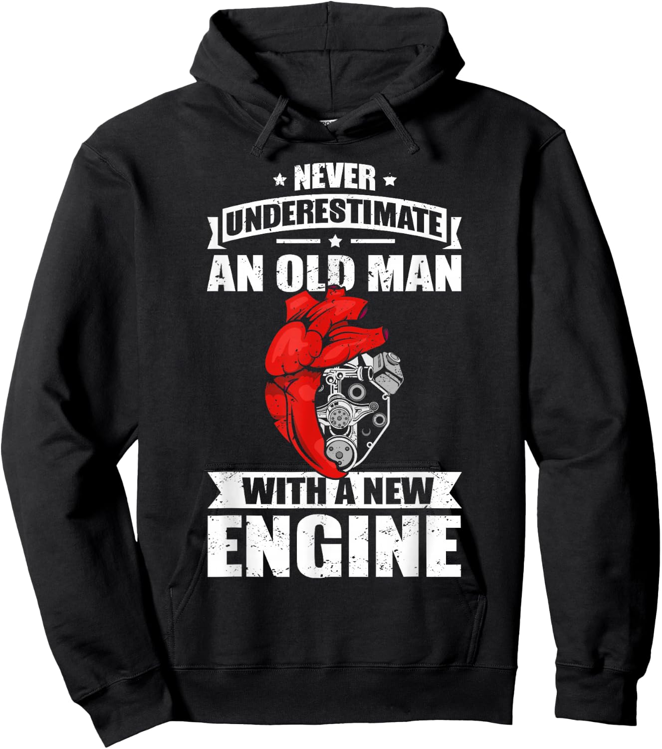 Heart Transplant Funny & Old Man Heart Surgery Hoodie - Hoodie | Black