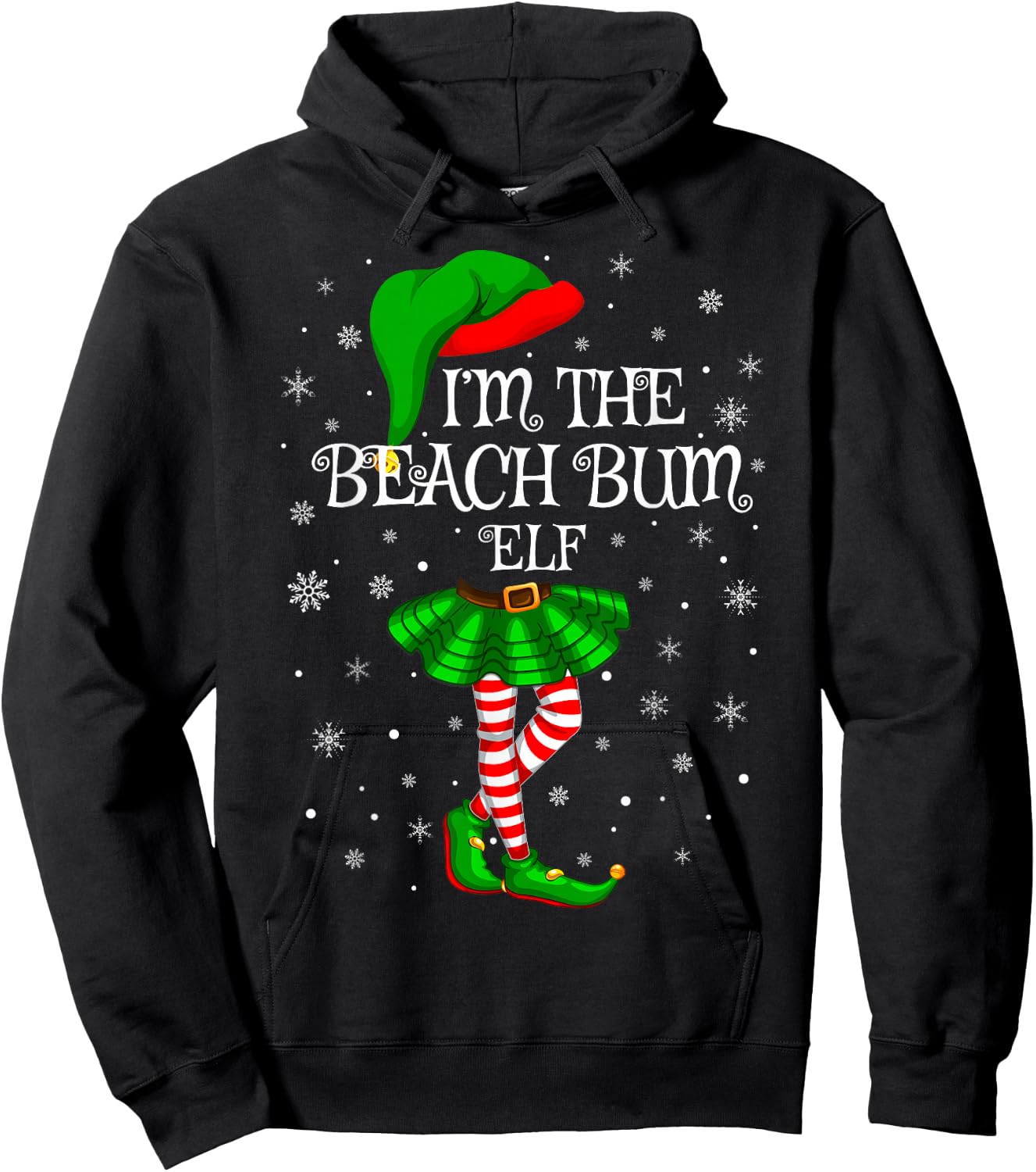 Matching Family Group Beach Bum Elf Christmas Women Hoodie - Hoodie | Black