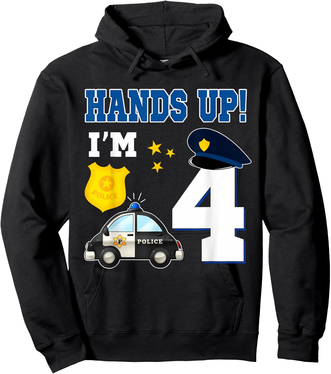 4th Birthday Policeman Boy 4 Year Old Police Officer Hoodie - Hoodie | Black
