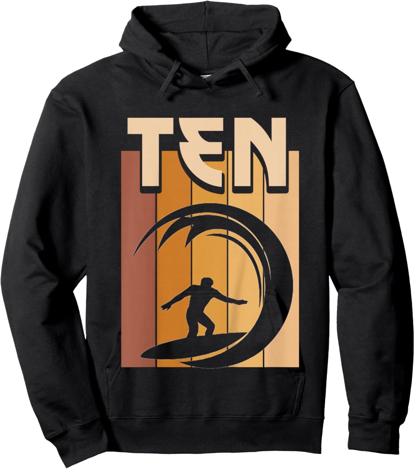 Kids 10 Year Old Surfing Birthday Boy Girl 10th Birthday Surfer Hoodie - Hoodie | Black