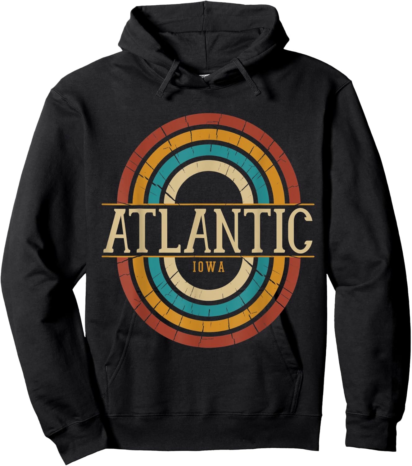 Vintage Retro Atlantic Iowa IA Women Men Souvenirs Hoodie - Hoodie | Black