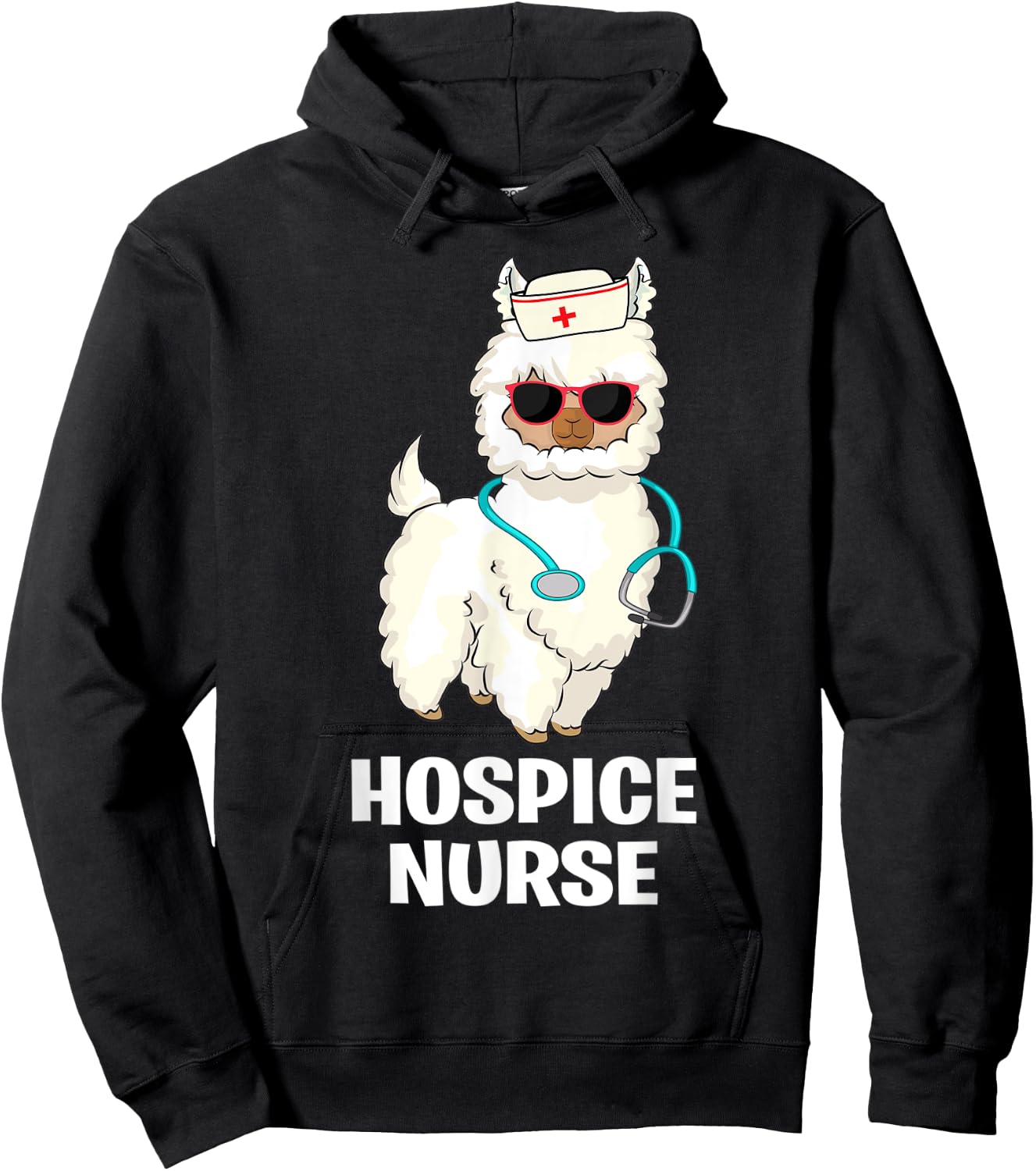 Funny Hospice Nurse Llama End of Life Palliative Nursing Hoodie - Hoodie | Black