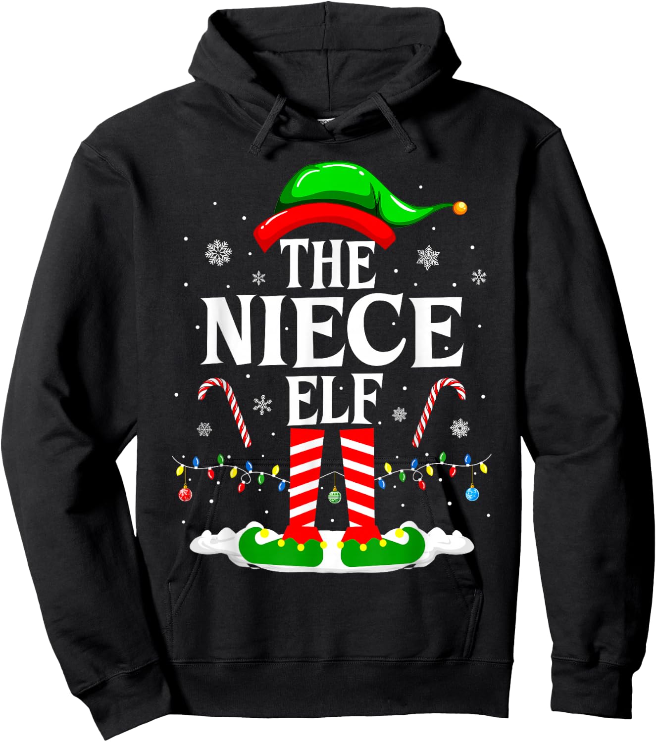 The Niece Elf Funny Xmas Elf Matching Family Christmas Hoodie - Hoodie | Black