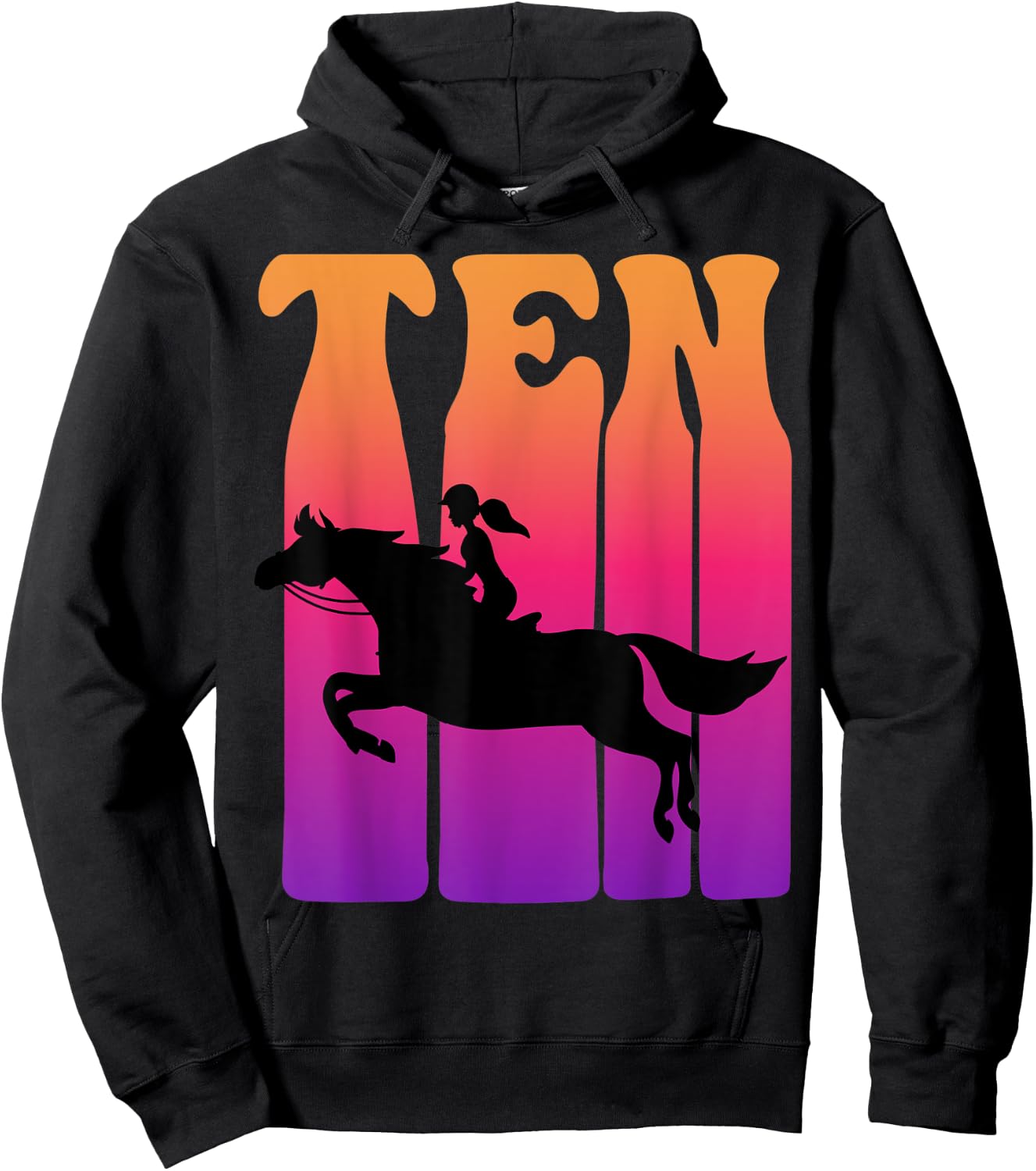 Girl Horseback Rider, I'm 10 Year Old, Kids 10th Birthday Hoodie - Hoodie | Black