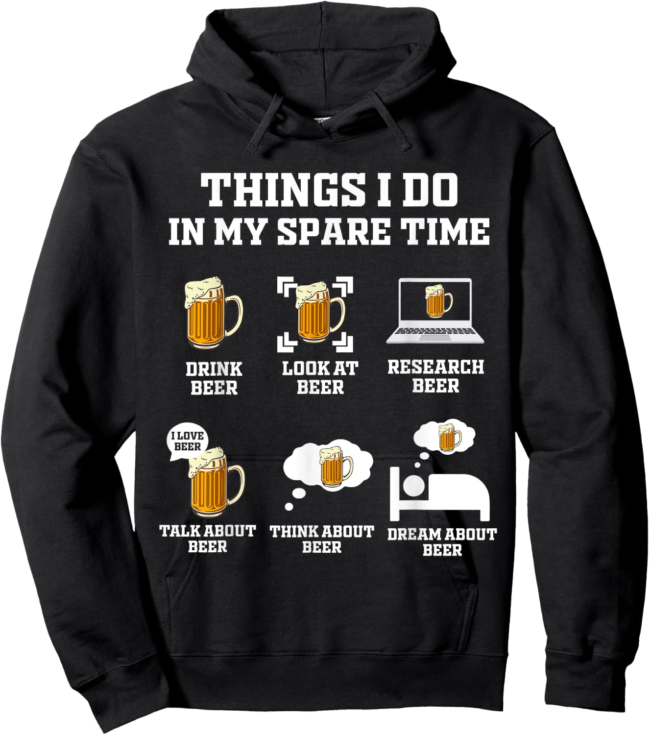 Things I Do In My Spare Time Funny Enthusiast Beer Lover Hoodie - Hoodie | Black