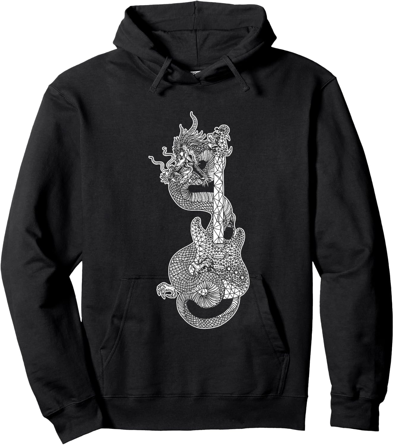 Japanese Dragon Guitar Musical Instrument Japan Guitarist Hoodie - Hoodie | Black