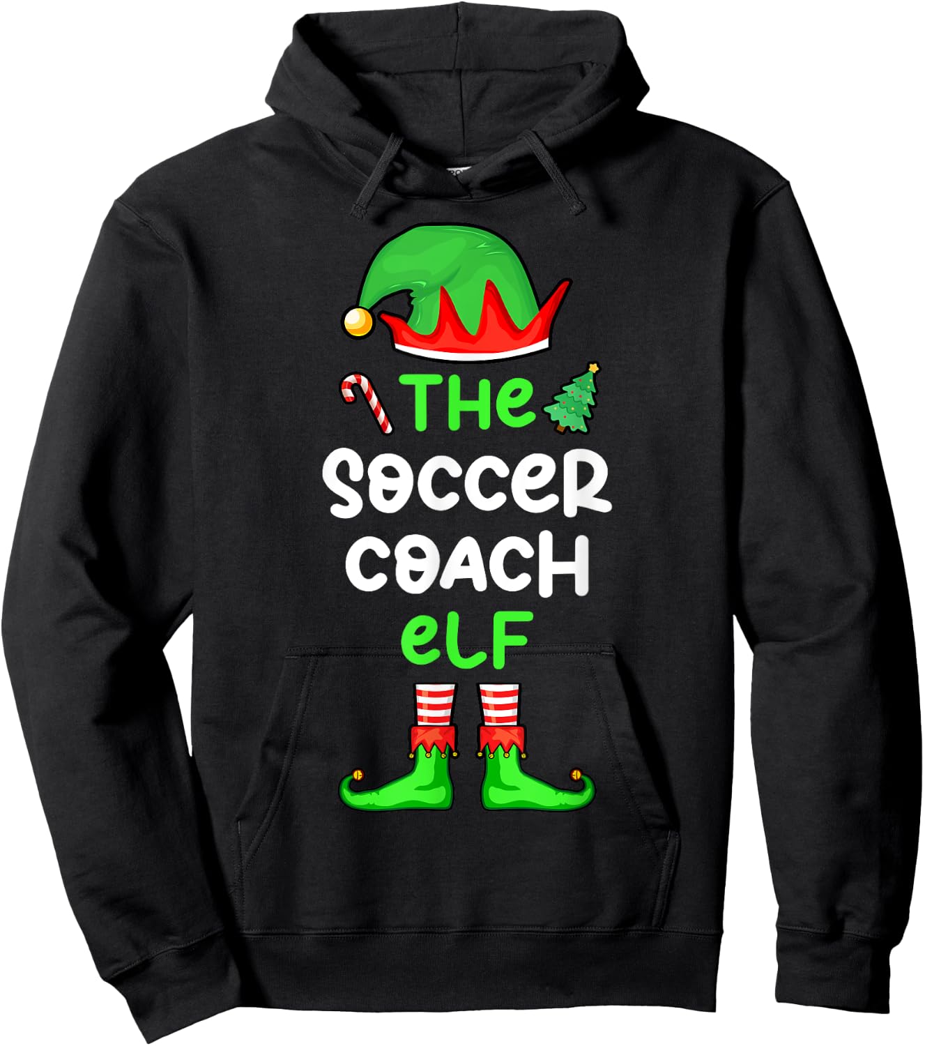 I'm The Soccer Coach Elf Christmas Matching Pajama Hoodie - Hoodie | Black