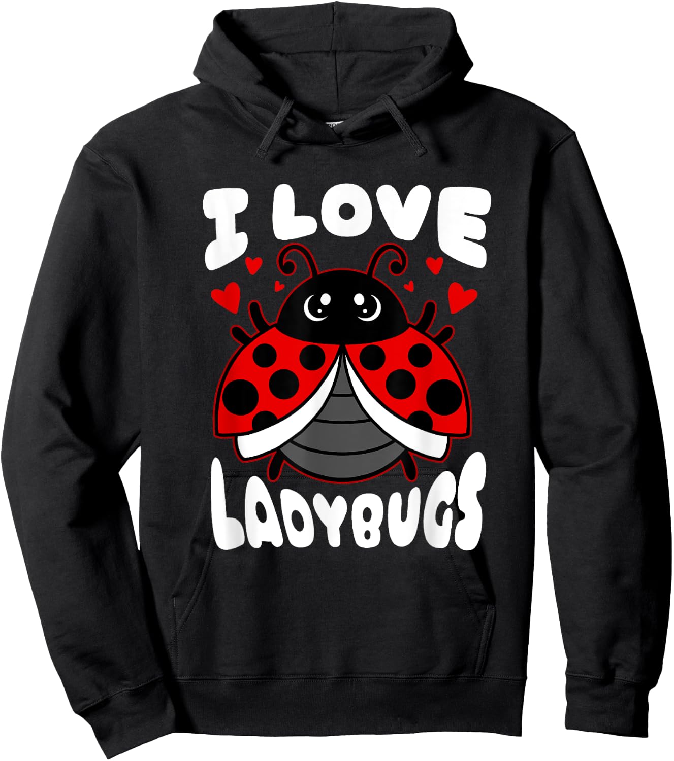 I Love Ladybugs Flying Ladybug Heart Hoodie - Hoodie | Black
