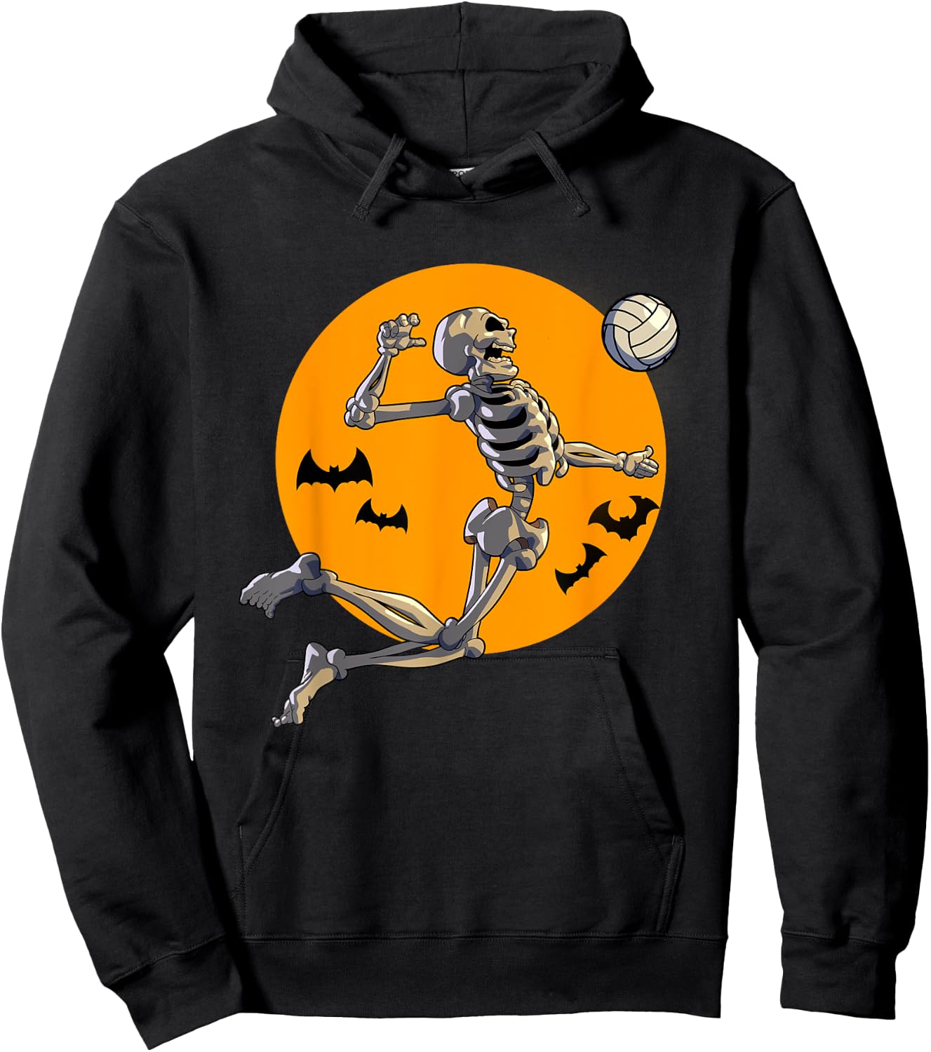 Volleyball Skeleton Women Men Volleyball Player Halloween Hoodie - Hoodie | Black