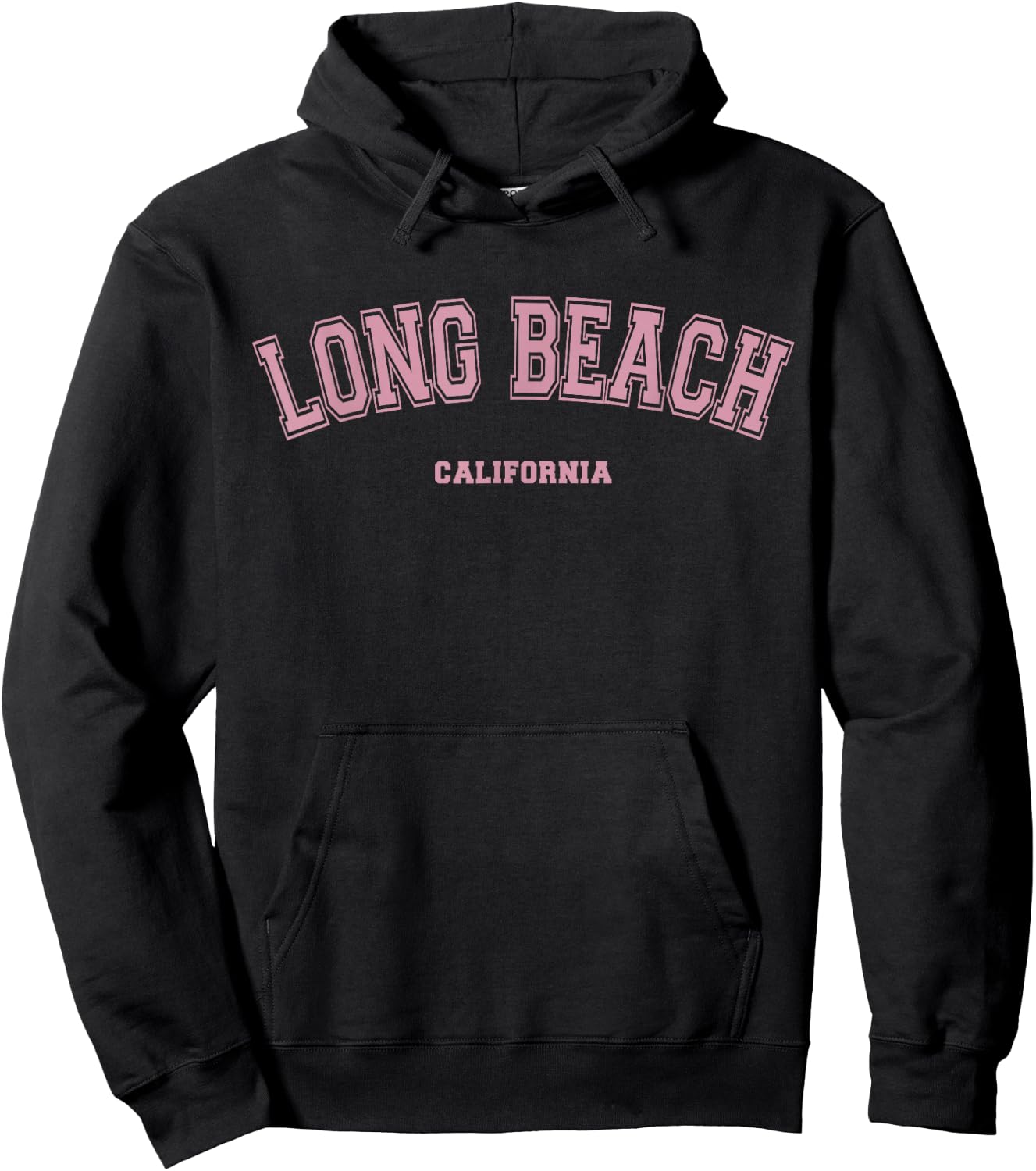 Pink Long Beach California CA Varsity Style on Long Beach Hoodie - Hoodie | Black