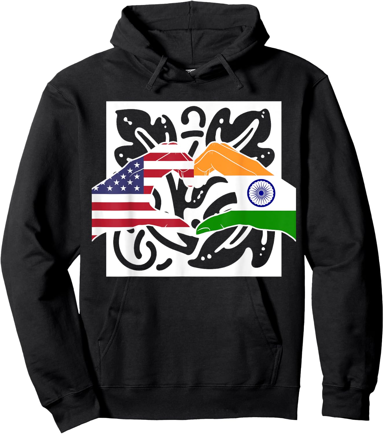 America USA American India Indian Mixed DNA Flag Hoodie - Hoodie | Black