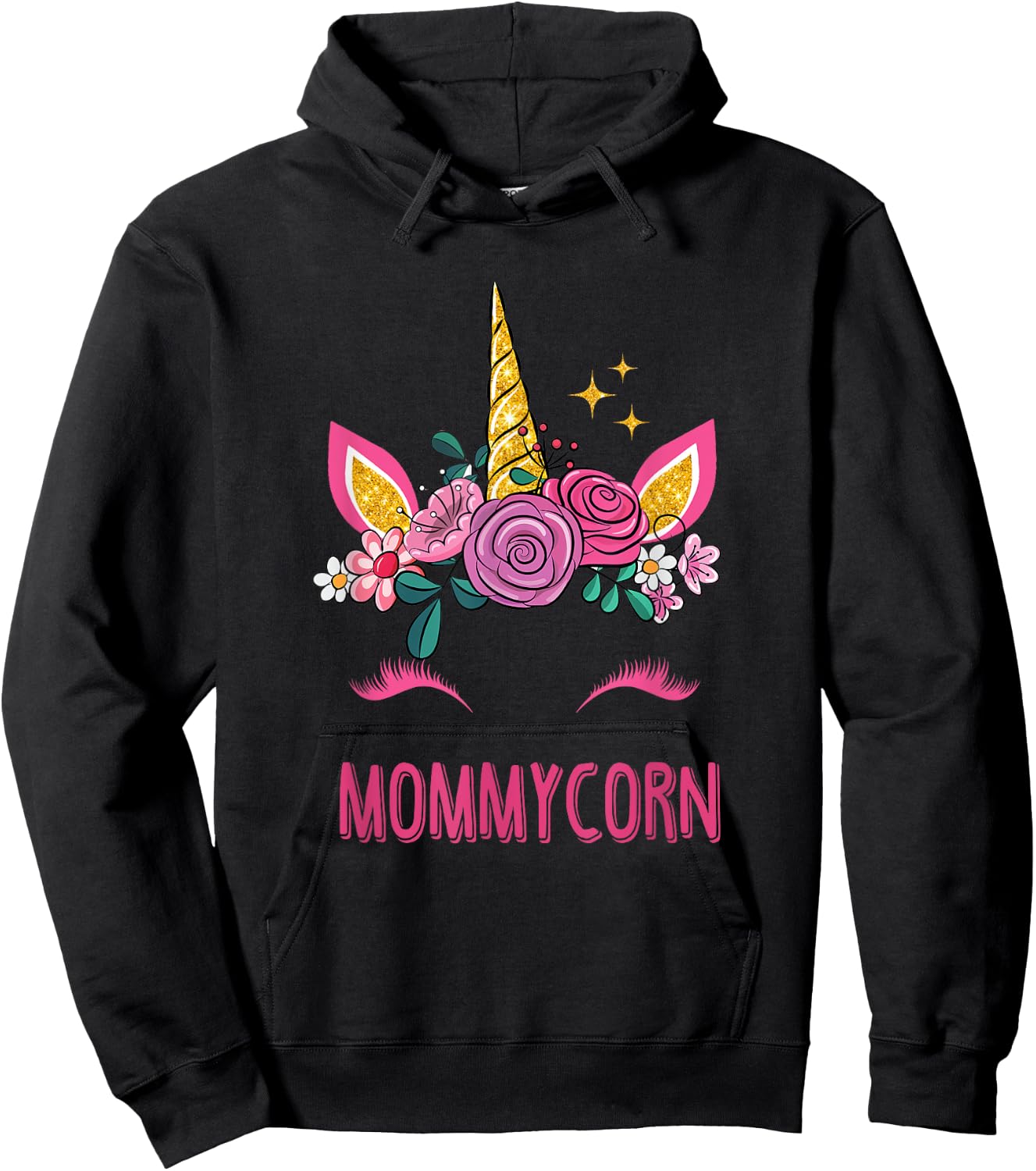 Mommycorn Mommy Unicorn Mom Girl Kids Mother's Day Hoodie - Hoodie | Black