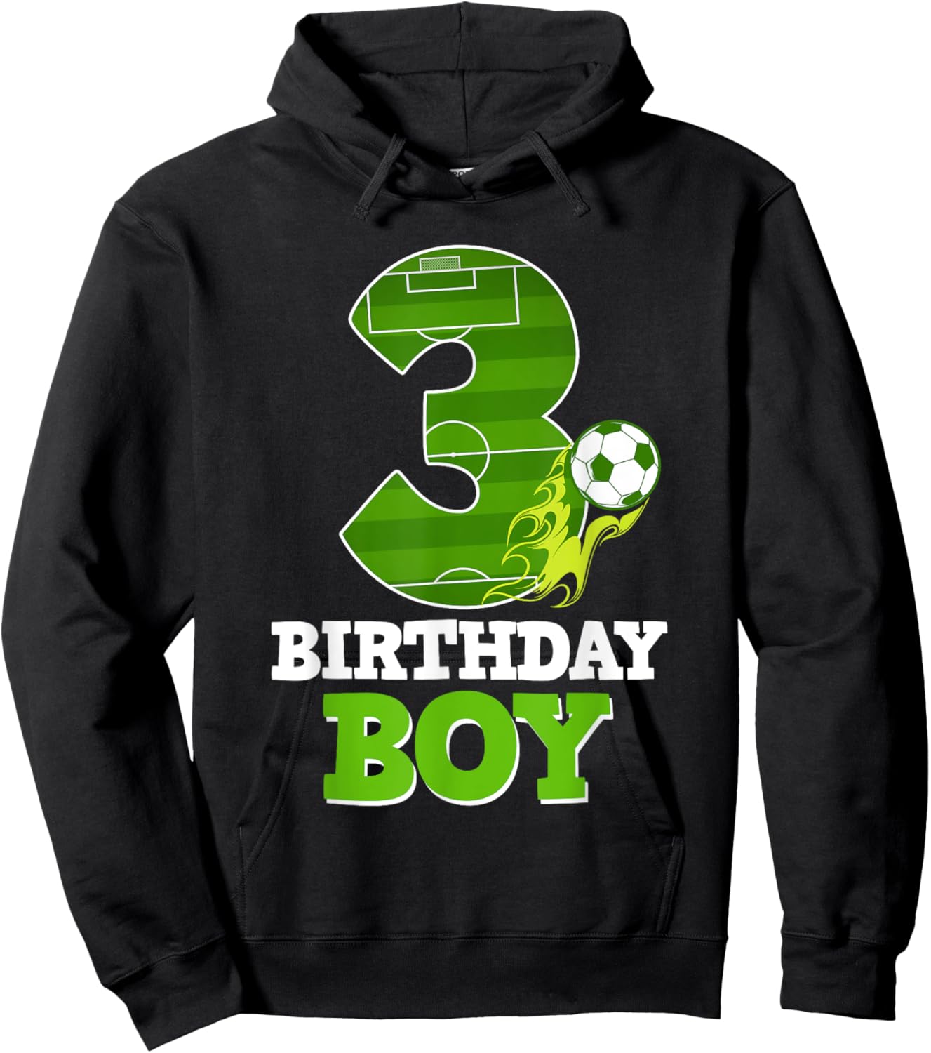 Happy 3rd Birthday Boy Soccer Lover 3 Yrs Old B-day Hoodie - Hoodie | Black