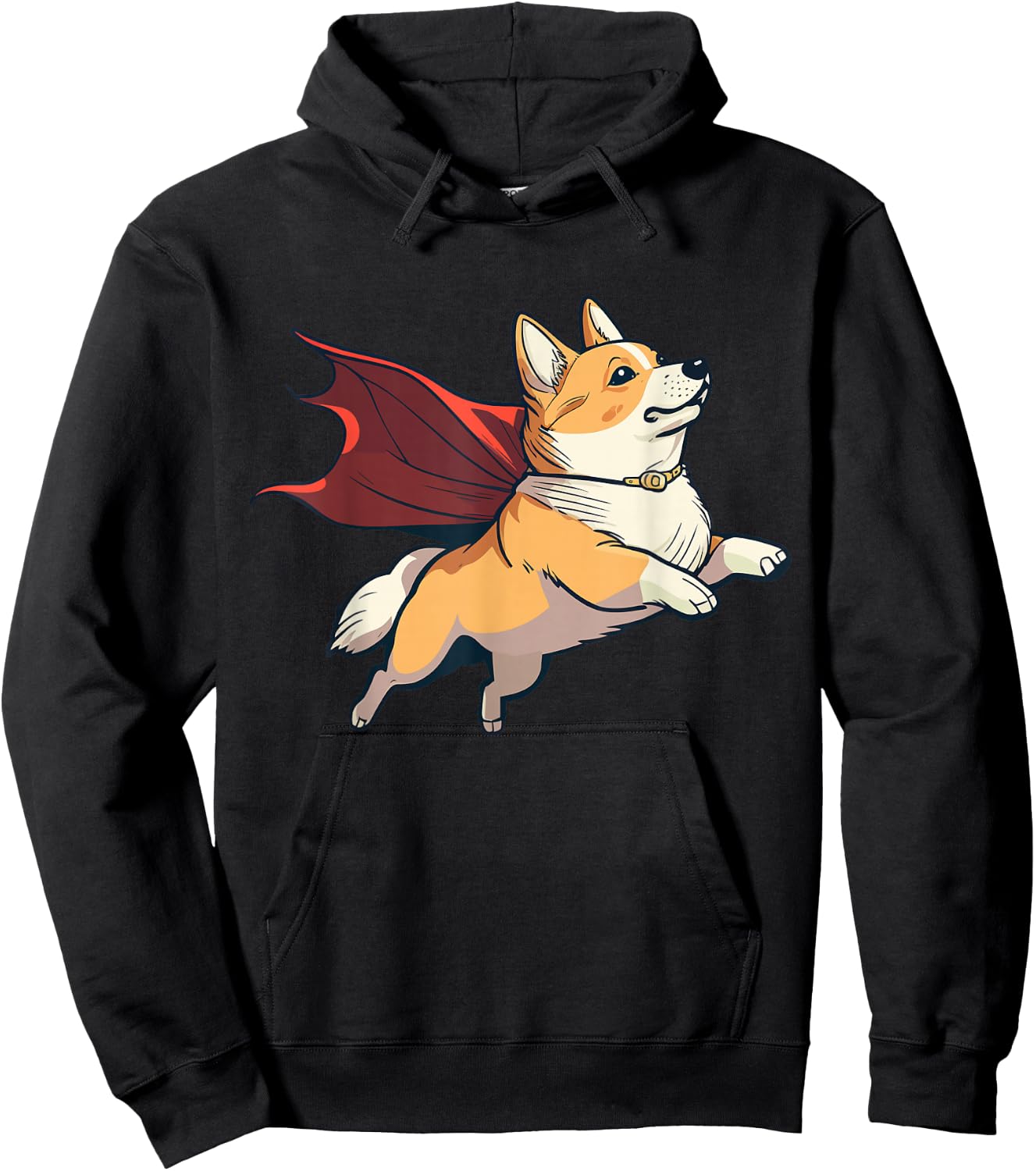 Super Hero Corgi with a Cape Super Dog Hoodie - Hoodie | Black