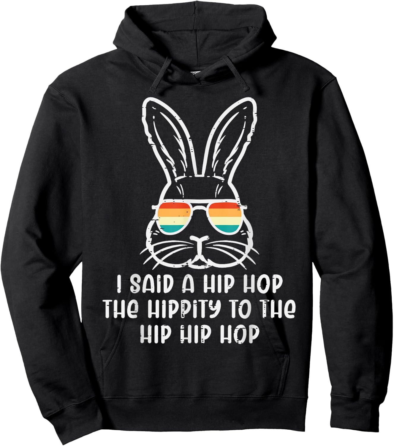 Easter Bunny Hip Hop Hippity Retro Men Boys Kids Teens Youth Hoodie - Hoodie | Black