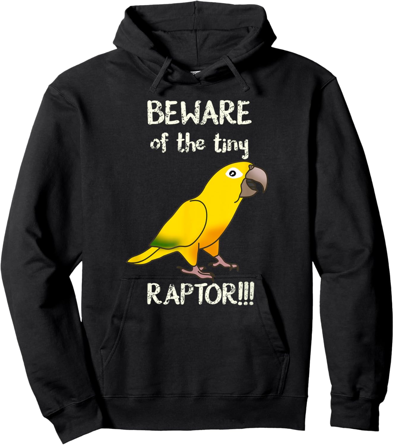 Queen Of Bavaria Beware of the tiny Raptor Golden Conure Hoodie - Hoodie | Black