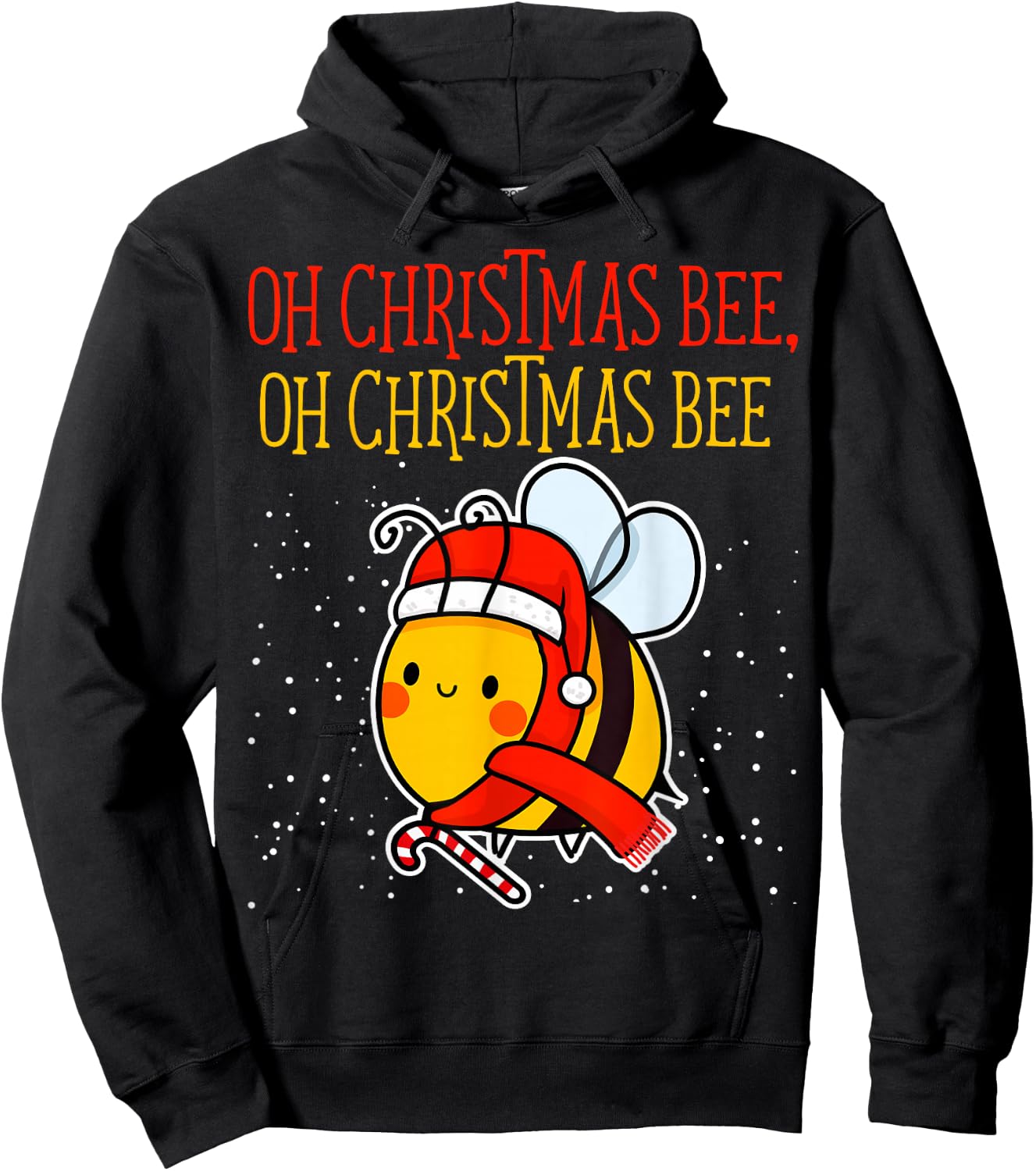 Oh Christmas Bee Wrapped with Lights Funny Apparel Hoodie - Hoodie | Black