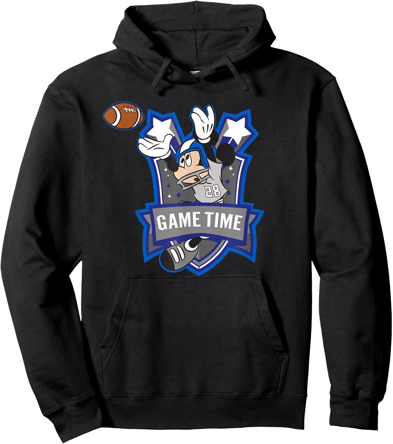Disney Mickey Mouse #28 Game Time Football Catch Sports Hoodie - Hoodie | Black