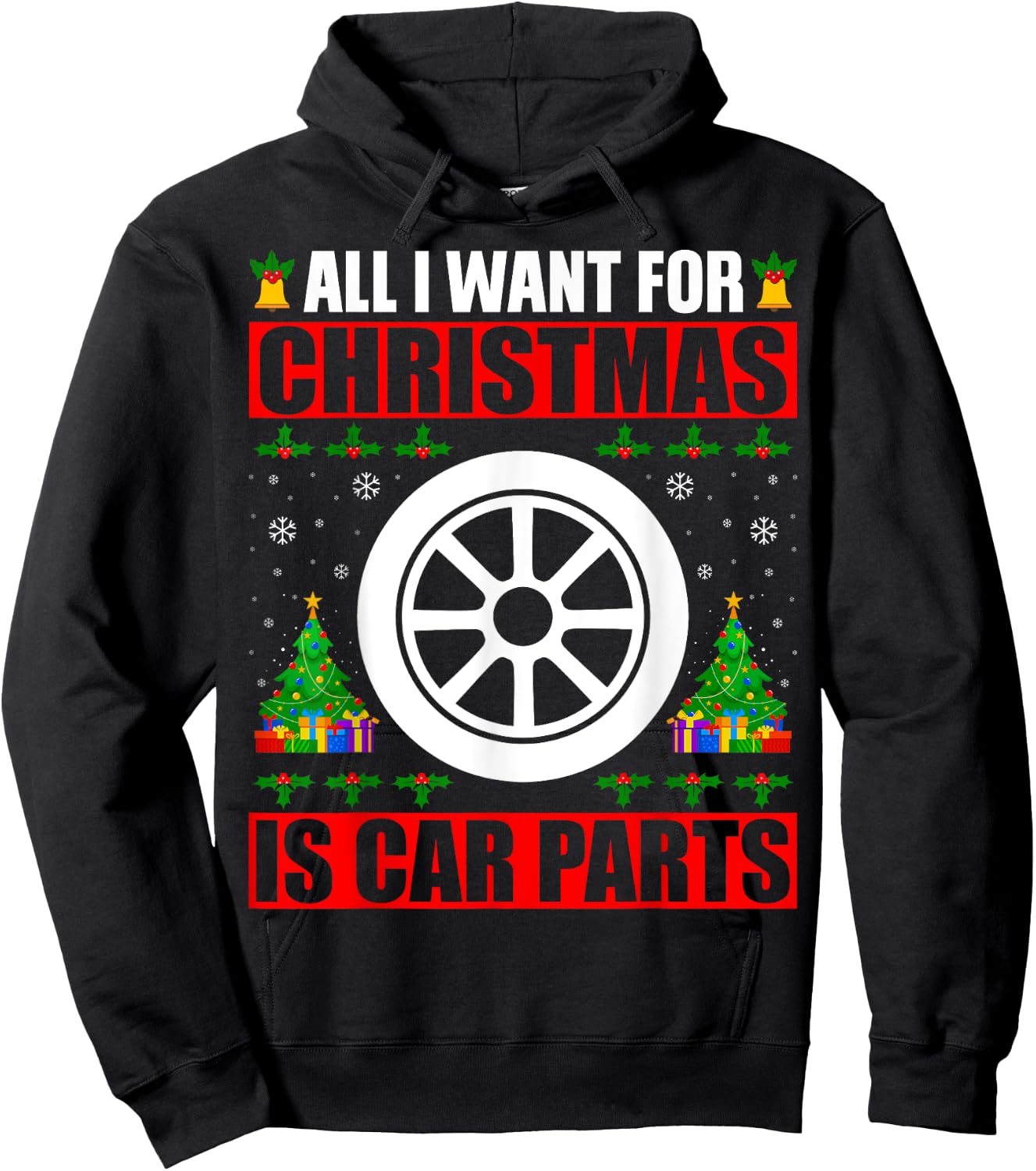 I Want For Christmas Is Car Parts Funny Old Car Ugly Sweater Hoodie - Hoodie | Black