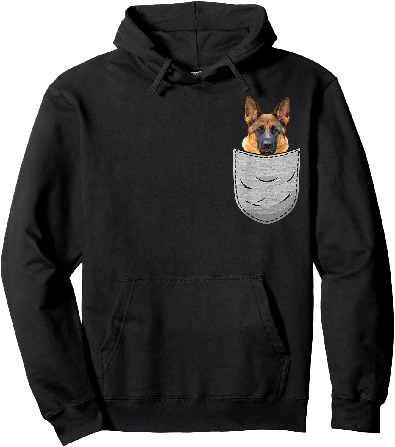 German Shepherd Dog Chest Pocket for Dog Owners Hoodie - Hoodie | Black