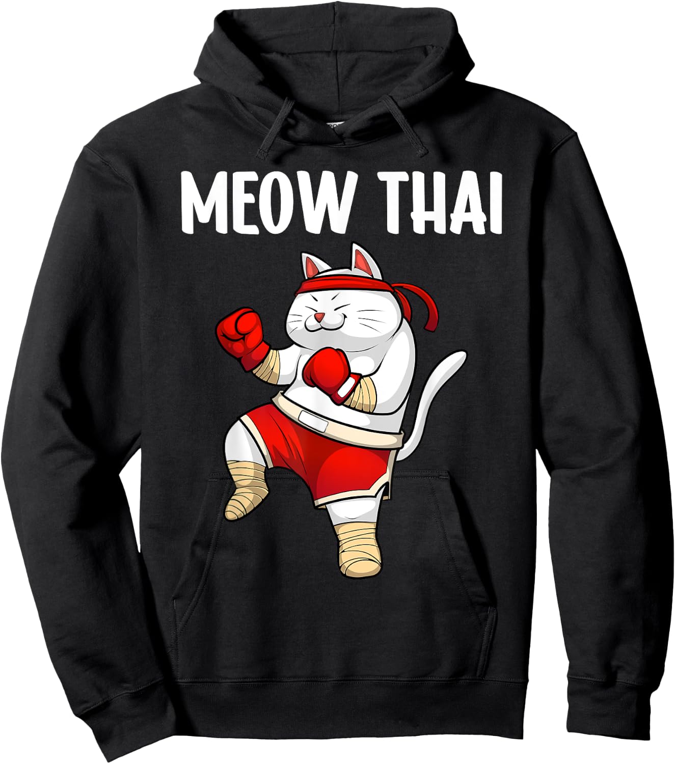 Funny Meow Thai Design Women Muay Thai Boxing Lovers Hoodie - Hoodie | Black