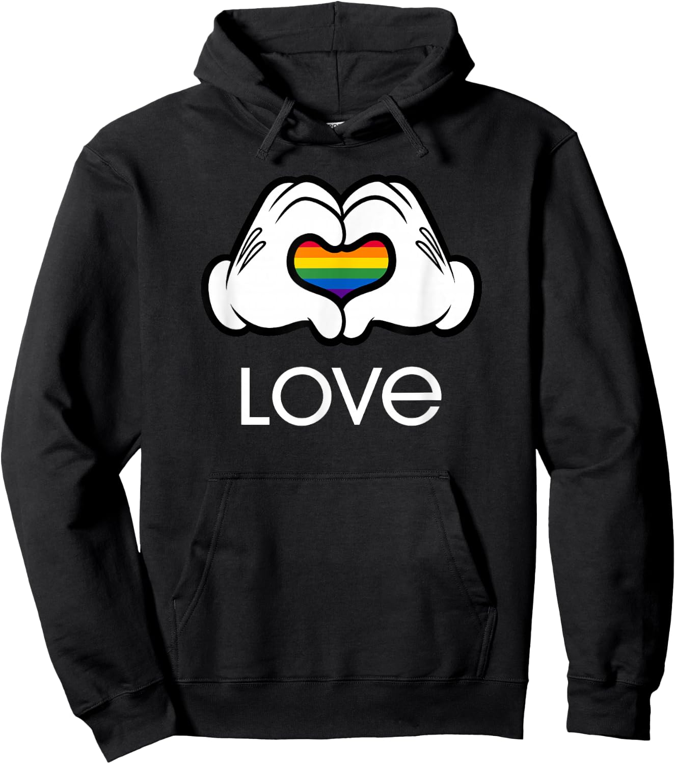 Disney Mickey And Friends Hands Rainbow Heart Love Hoodie - Hoodie | Black