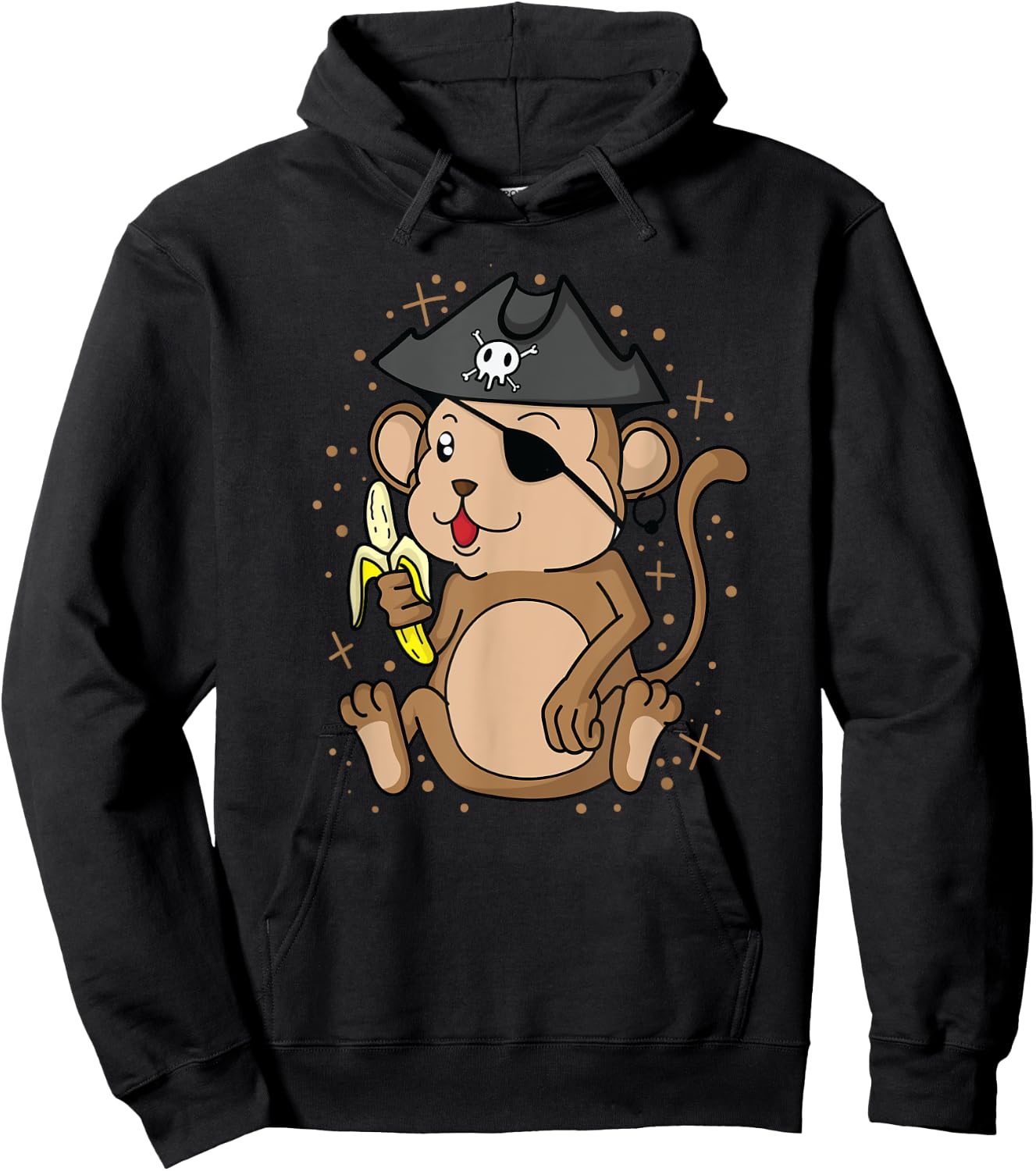 Pirate Monkey with Pirate Hat Eye patch and Banana Hoodie - Hoodie | Black