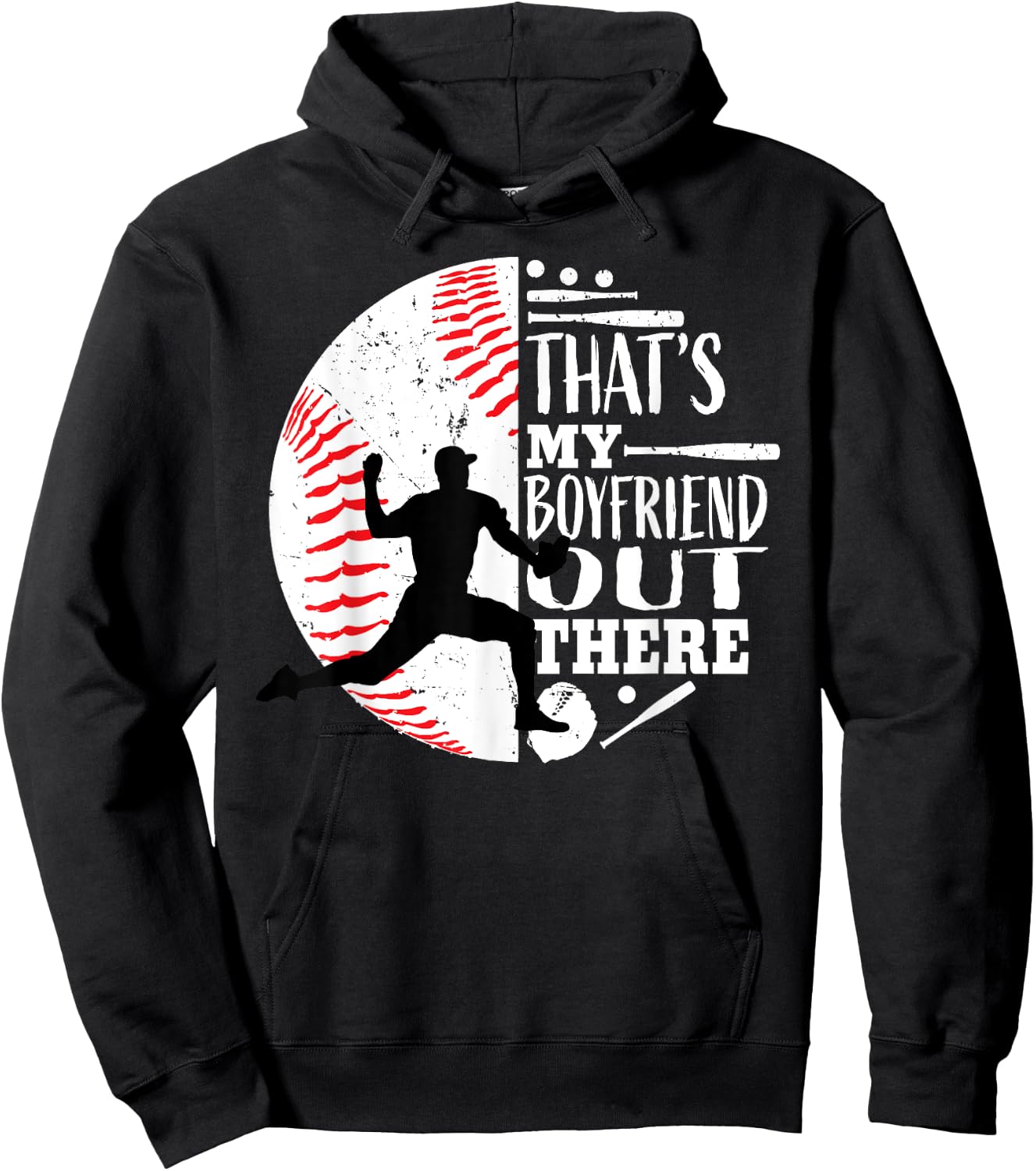 That's My Boyfriend Out There Baseball Pitcher Girlfriend Hoodie - Hoodie | Black