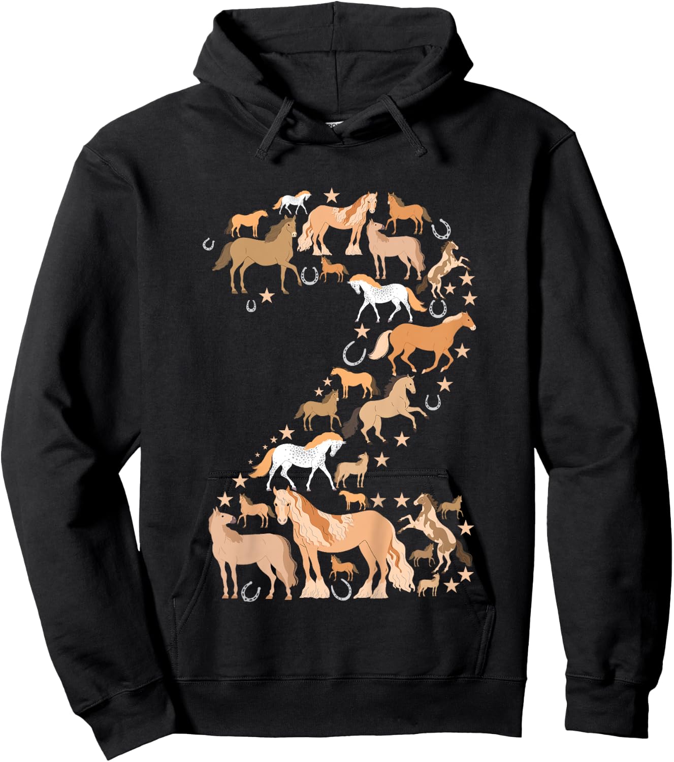 Little Girls 2 Years Old 2nd Birthday Horse Graphic Cute Hoodie - Hoodie | Black