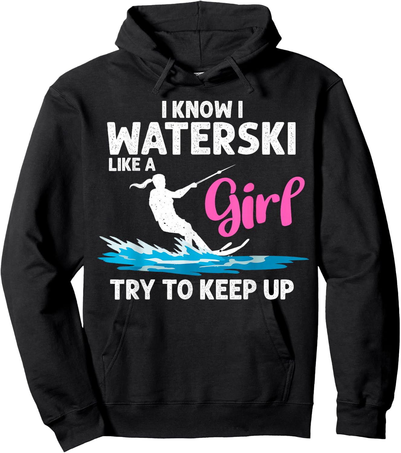 Funny Water Ski Designs Girls Water Skier Athletes Hoodie - Hoodie | Black