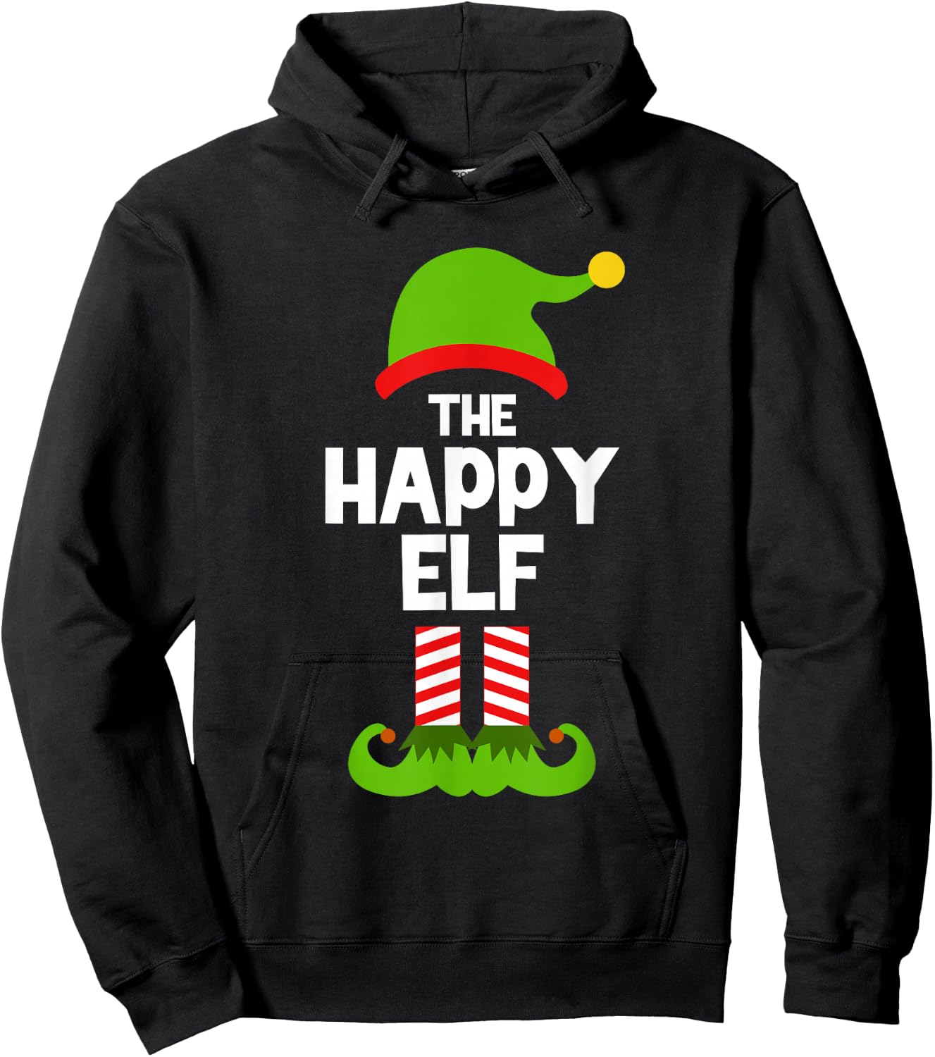 Funny The Happy Elf Christmas Family Party Pajama Hoodie - Hoodie | Black