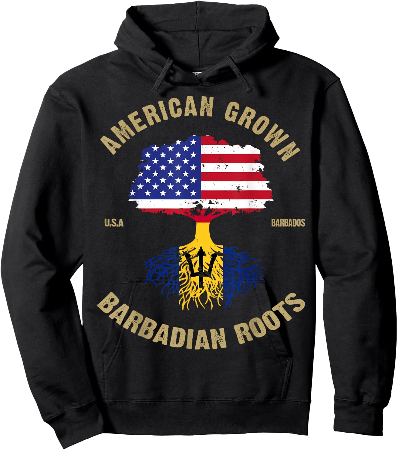 Barbados Bajan Barbadian Heritage Proud Half Barbadian Flag Hoodie - Hoodie | Black