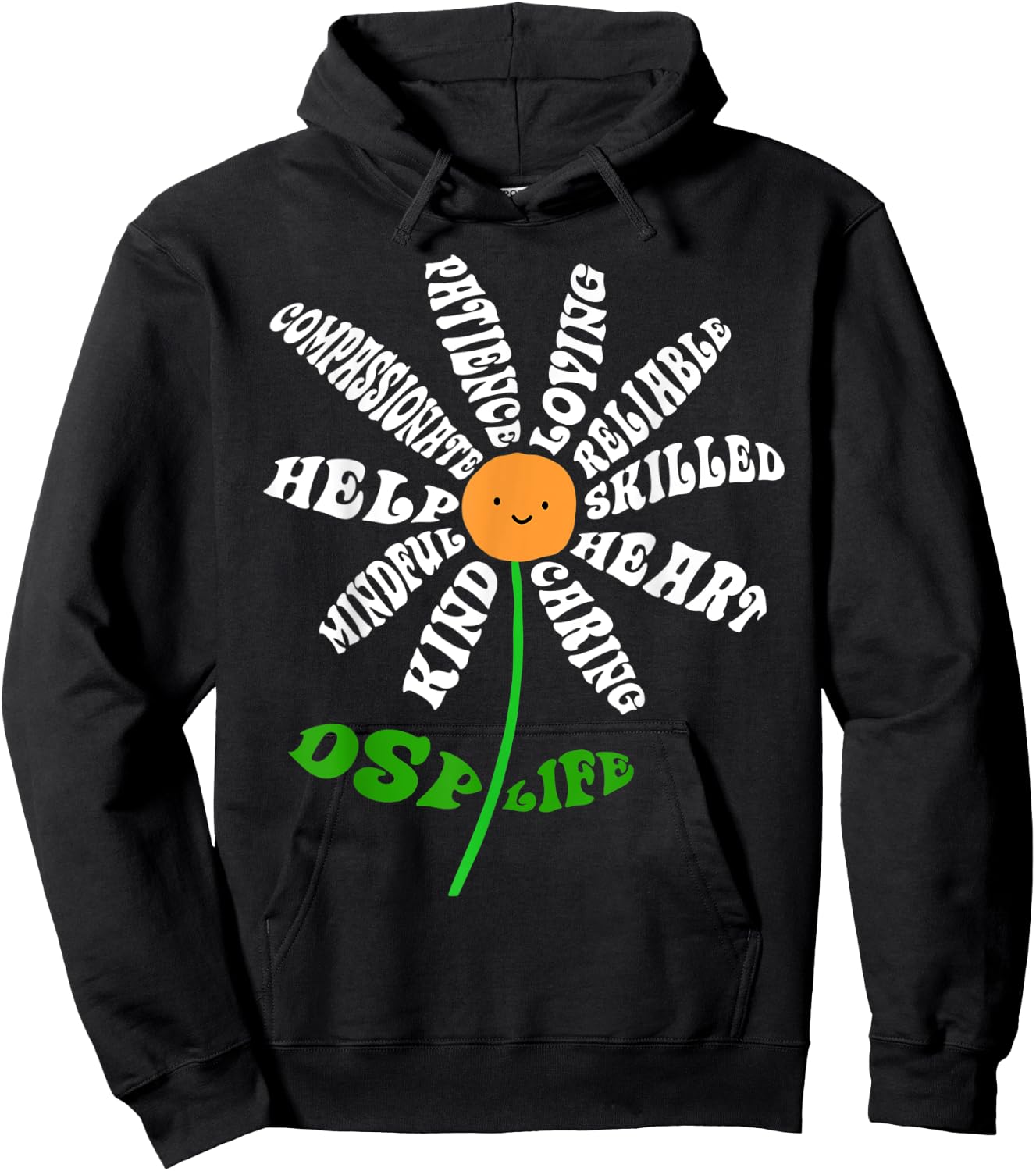 DSP Life Heart Word Inspirational Flower RN Nurse DSP Gifts Hoodie - Hoodie | Black