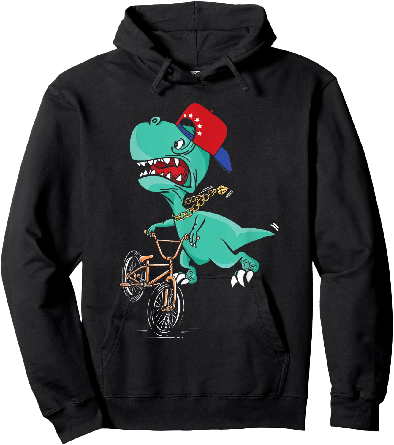 Funny T-Rex Dino Cyclist | BMX MTB Biking | Bike Cycling Hoodie - Hoodie | Black