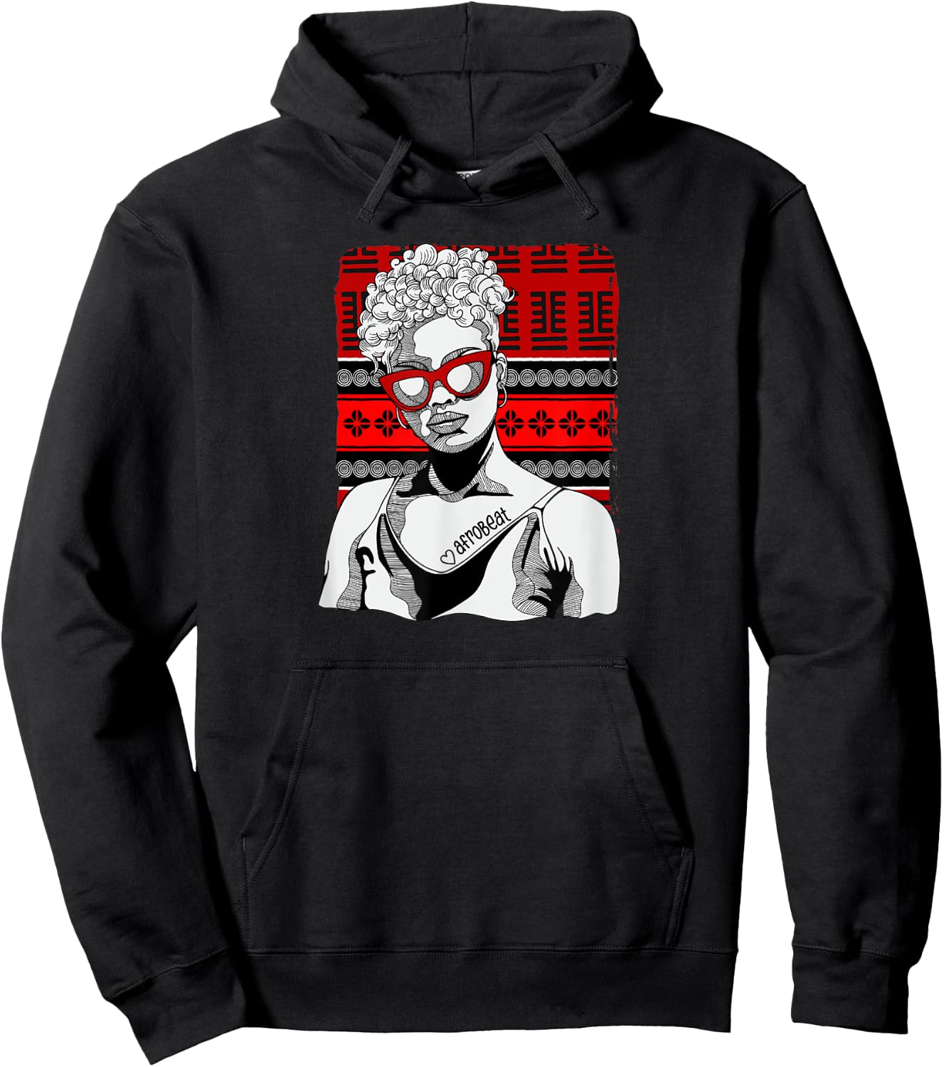 Woman with Afrobeat Tattoo Hoodie - Hoodie | Black