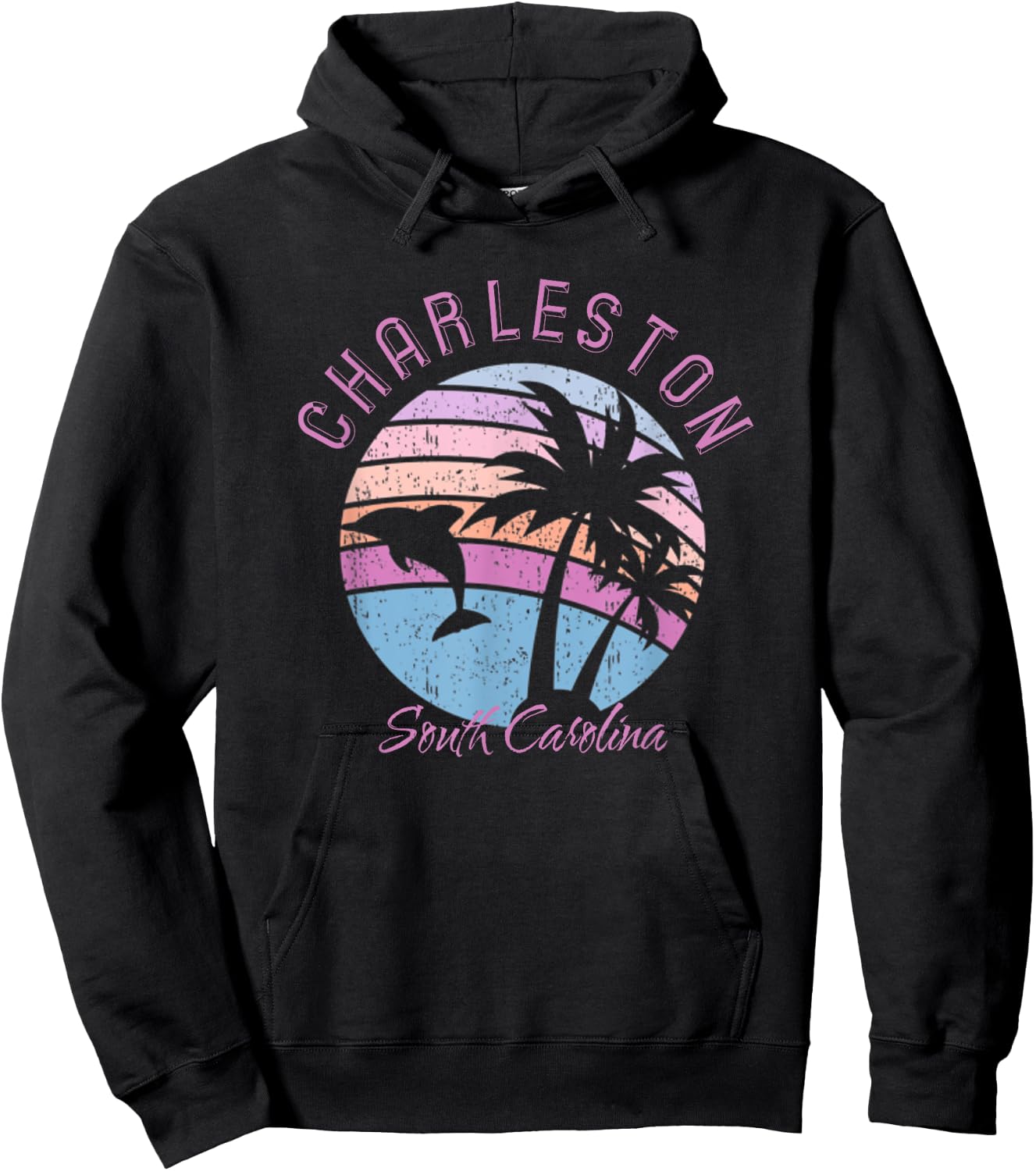 Charleston Dolphin South Carolina Deep Sea Fish SC Souvenir Hoodie - Hoodie | Black