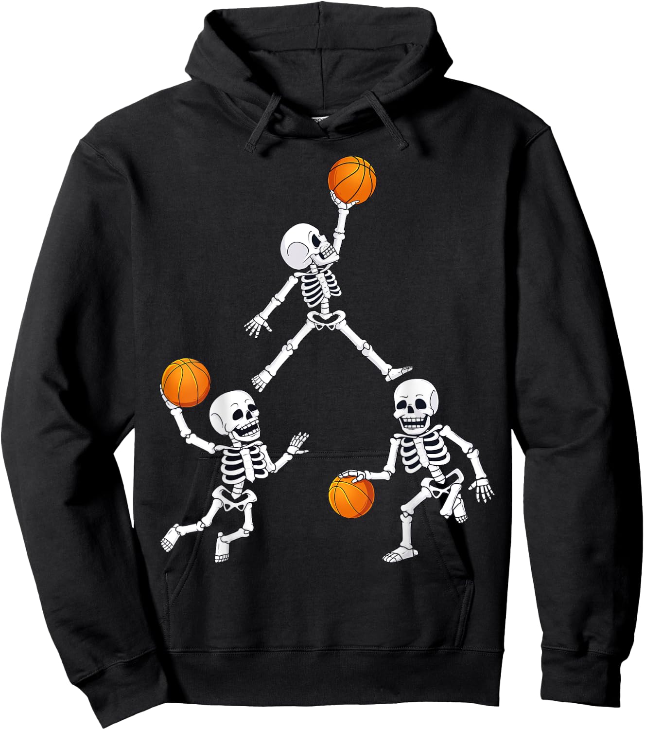 Basketball Halloween Skeleton Dunking Dribble Boys Kids Teen Hoodie - Hoodie | Black