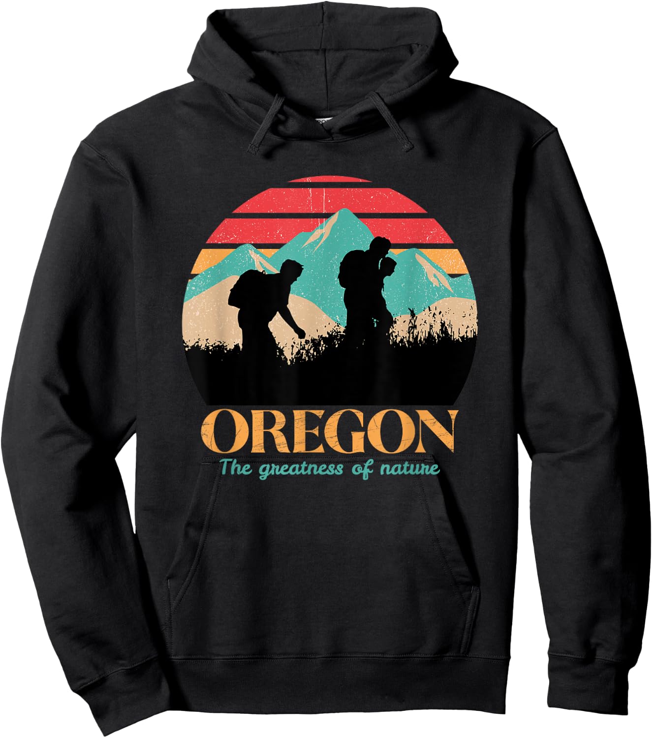 Oregon Hiking Mountains - Retro Aesthetic Design - Classic Hoodie - Hoodie | Black