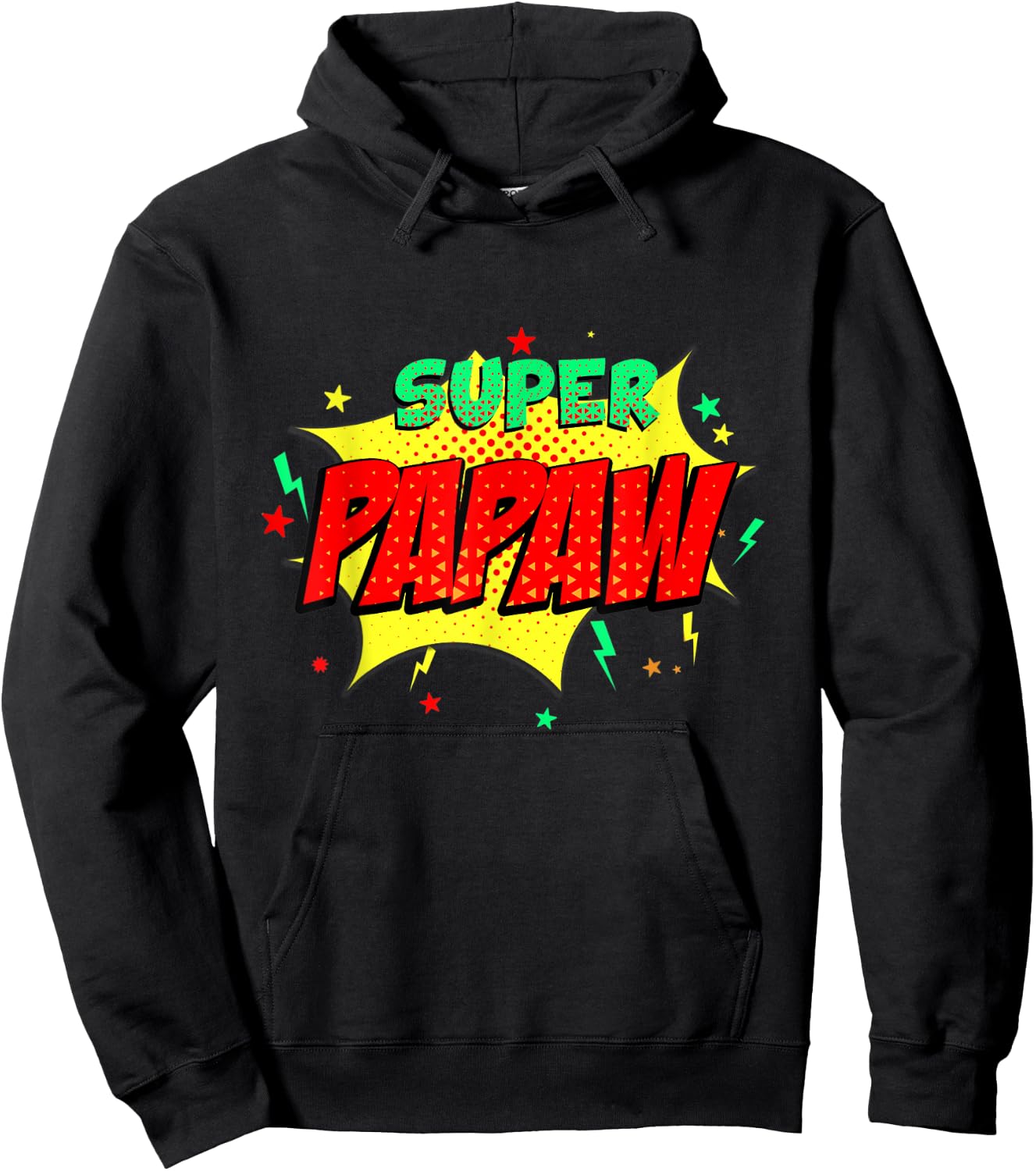 Super Papaw Comic Themed Style Superhero Fathers Day Hoodie - Hoodie | Black
