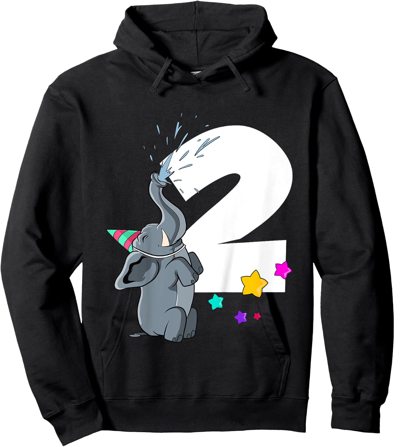 Elephant 2nd birthday 2 years old Hoodie - Hoodie | Black