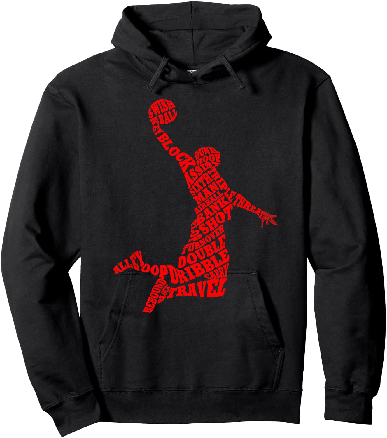 Basketball Player Typography Word Art Hoodie - Hoodie | Black