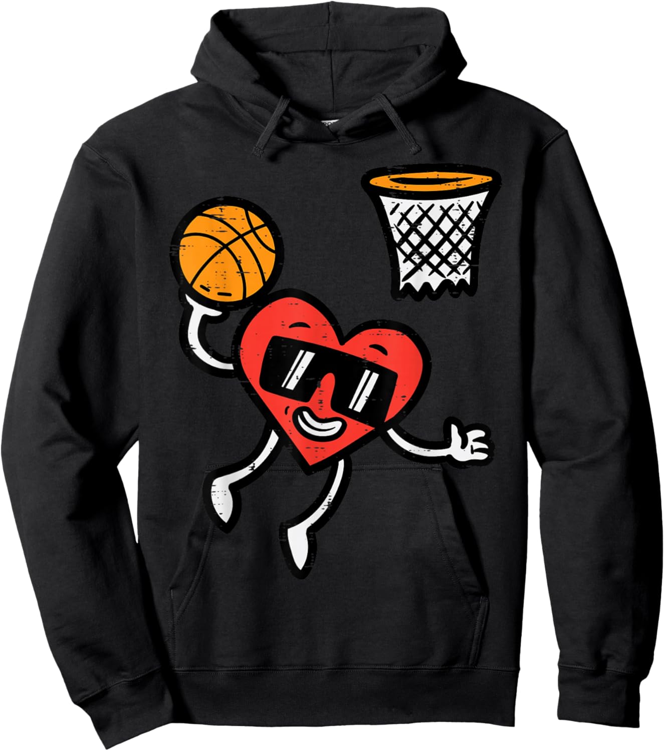 Valentines Day Basketball Cute Sports Men Boys Kids Toddlers Hoodie - Hoodie | Black