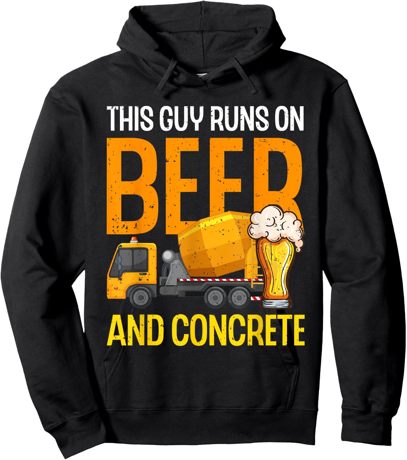This Guy Runs On Beer And Concrete Dad Funny Concrete Worker Hoodie - Hoodie | Black